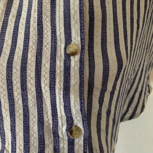 Blue silver and white pinstripe button-down shirt - Picture 8 of 8